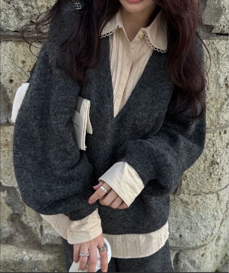 トップス WILLFULLY pin tuck shirt docking knit