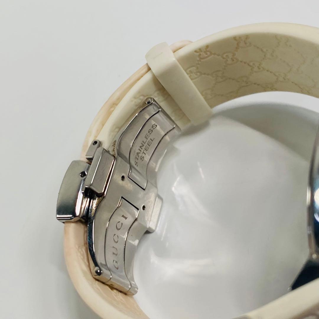 グッチ　腕時計　レディース　I-グッチ　YA114403 　ホワイトラバーベルト