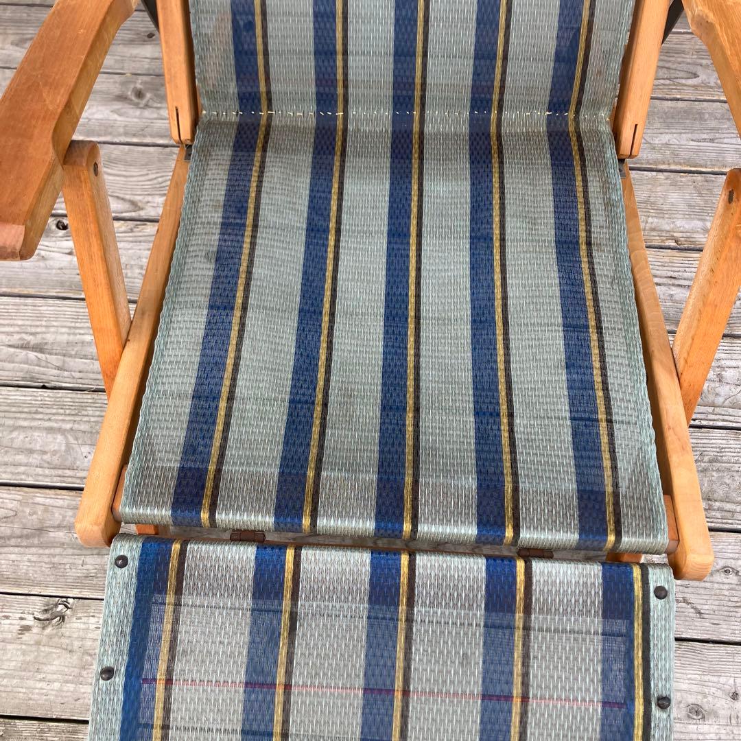 昭和レトロ 木製フレーム リクライニングチェア アウトドアチェア 折りたたみ式