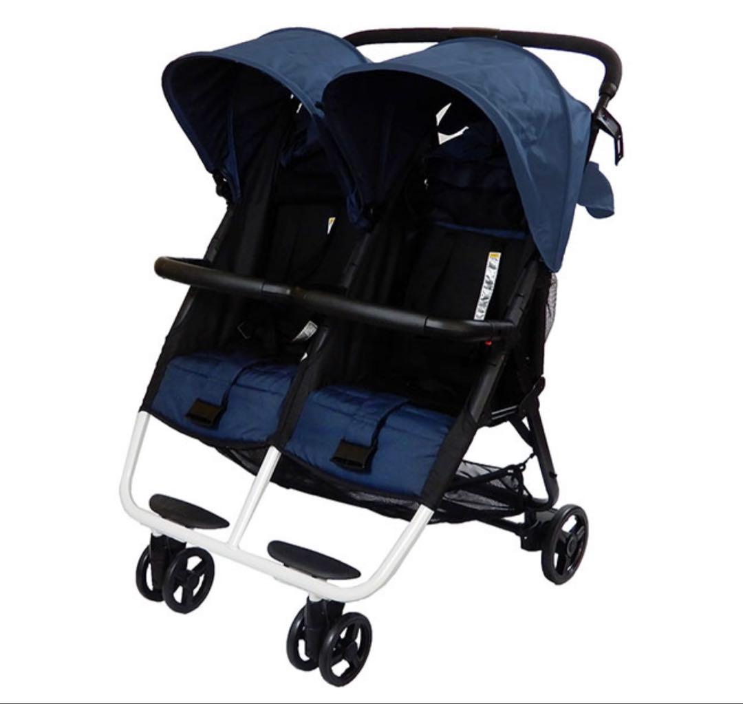 ココロン　双子用ベビーカー　ツインベビーカー　ダブルベビーカー　ネイビー