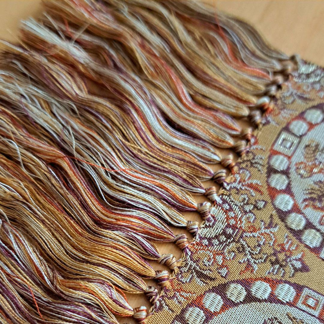 希少　未使用　法隆寺裂　西陣織　敷物　正絹　獅子狩文　テーブル センター