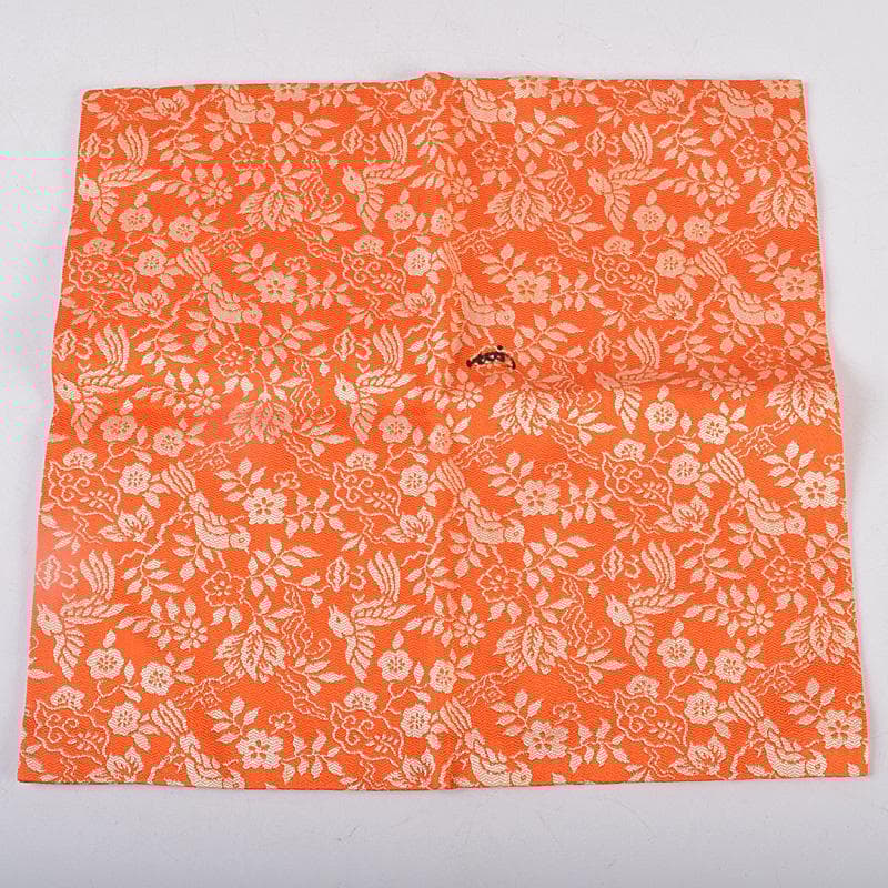 茶道具　緋色　花鳥文　帛紗　出帛紗　表千家十三代即中斎極め箱　V　R9010