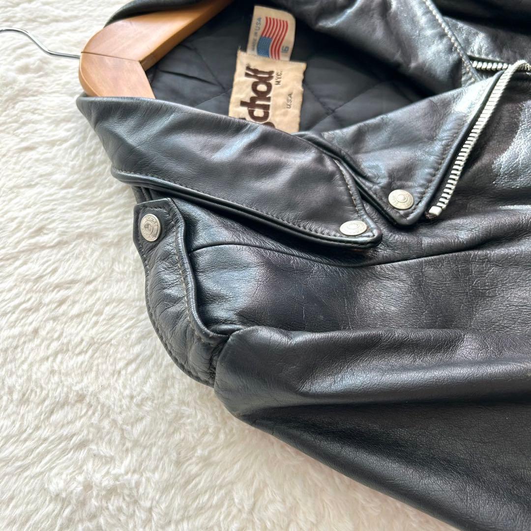 schott ショット ダブルライダースジャケット レザージャケット 黒 16