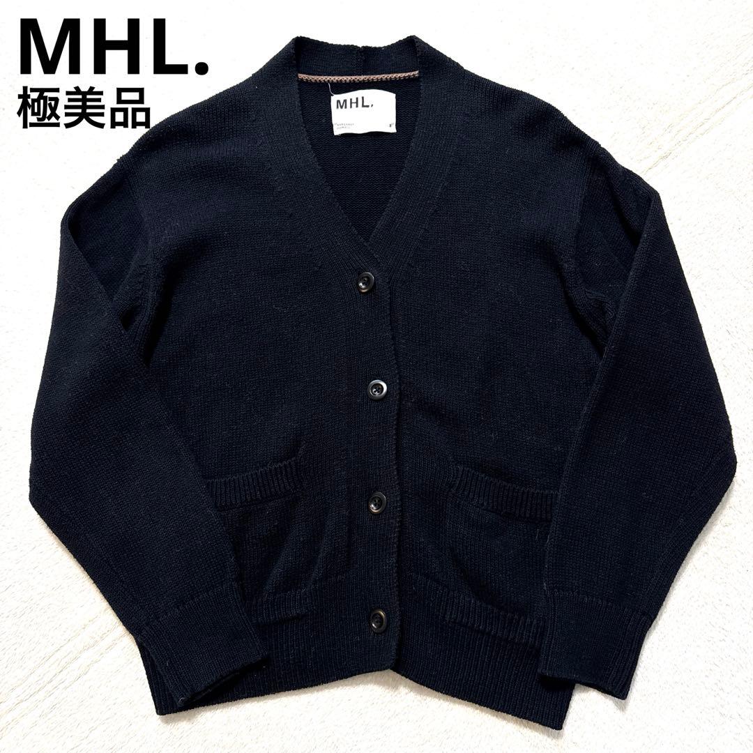 極美品 エムエイチエル カーディガン M ブラック コットン100 春秋冬 肉厚