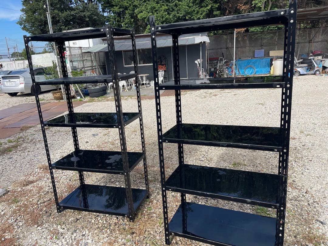 黒のスチール製ラク5段2点セット