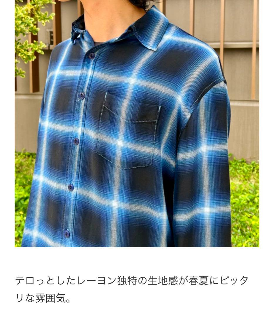 REMI RELIEF BEAMS PLUS シャドウチェックシャツ 黒 青