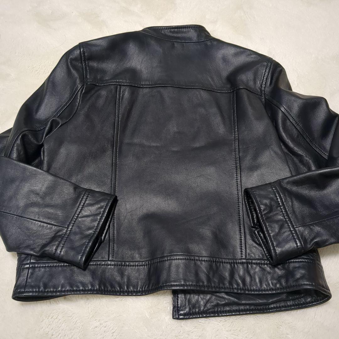 【美品】23区 ラムレザー ジャケット 黒 44 XL相当 レディース