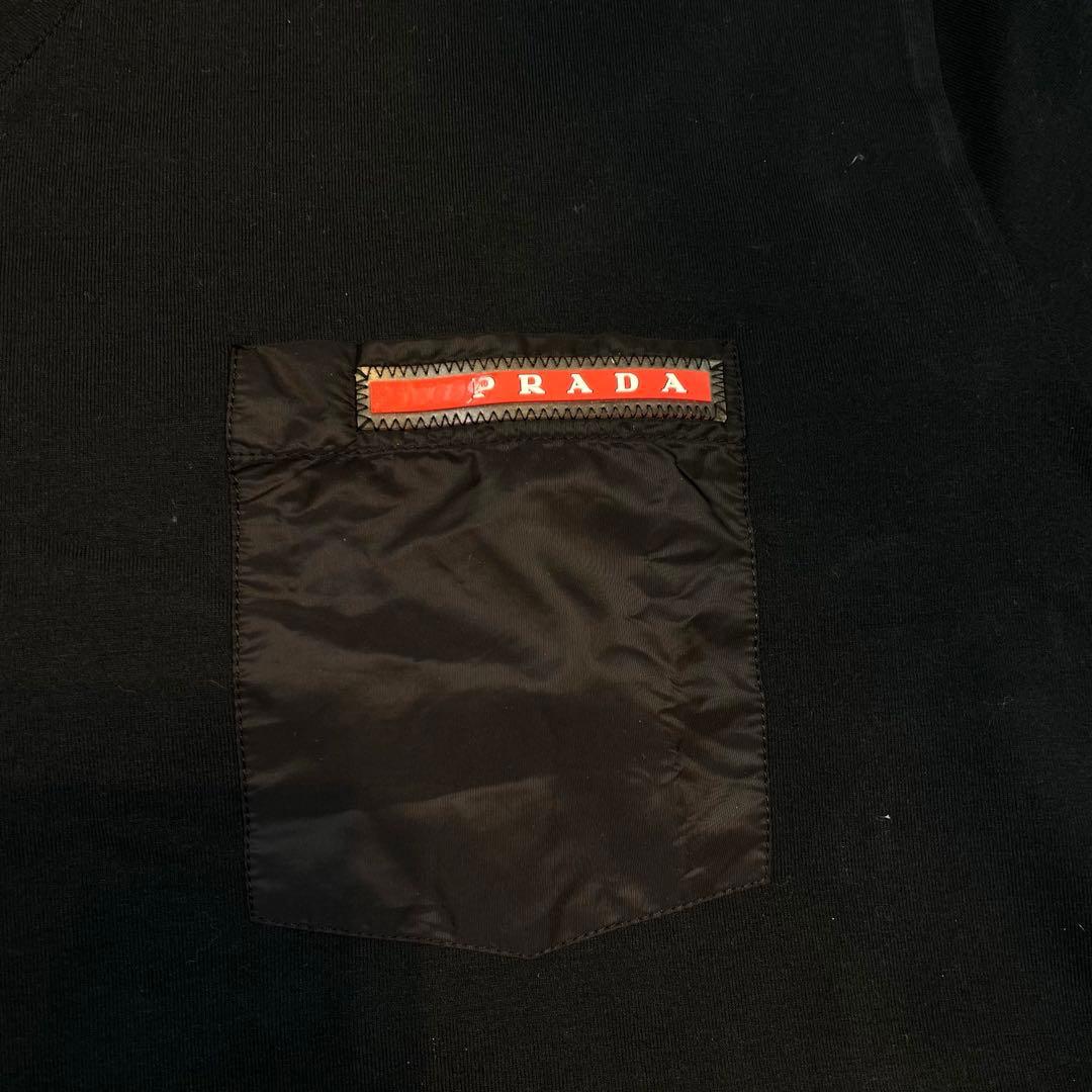 PRADAプラダ VネックTシャツ ブラック XXL ポケット付き