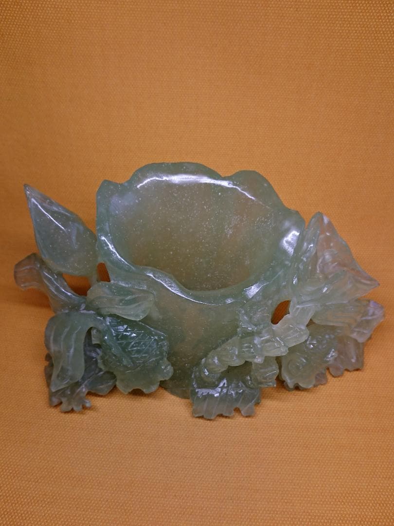 【美品】玉石　金魚　古玩　彫刻　置物　インテリア　工芸品　美術品　A2685