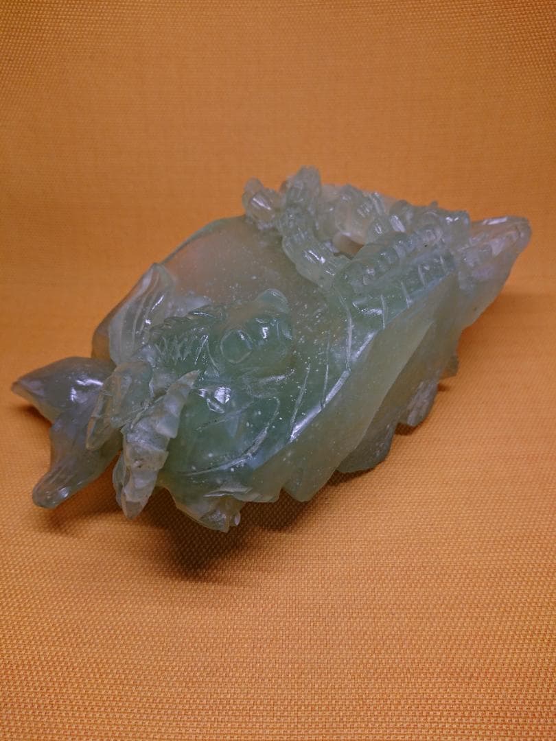 【美品】玉石　金魚　古玩　彫刻　置物　インテリア　工芸品　美術品　A2685