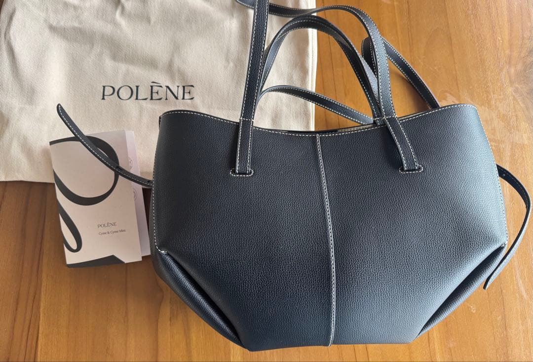 【美品】POLÈNE Cyme Mini ブラックレザートートバッグ
