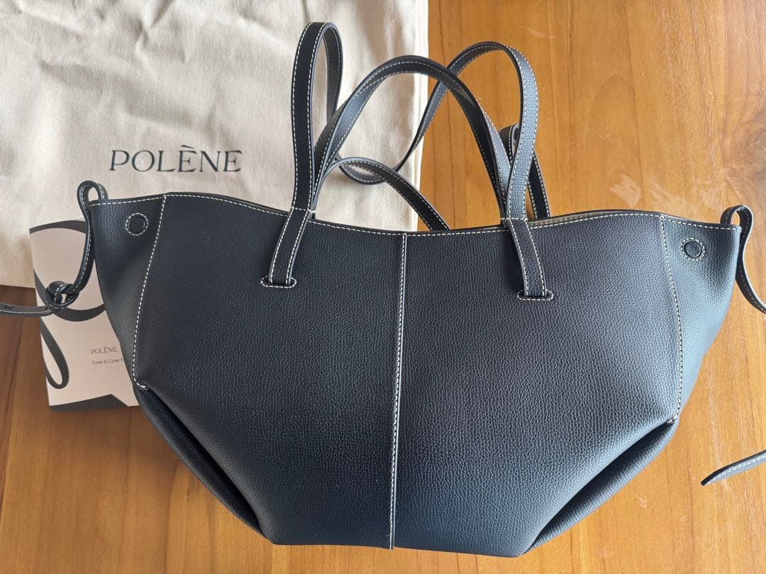 【美品】POLÈNE Cyme Mini ブラックレザートートバッグ