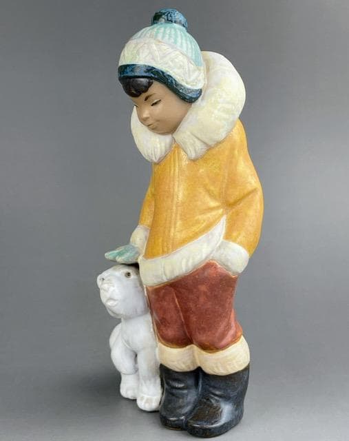 【美品】 リヤドロ 子熊とエスキモー グレス フィギュリン リアドロ オブジェ