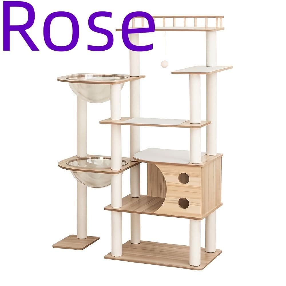 キャットタワー 木製 据え置き おしゃれ 多頭飼い 滑り止めマット付き