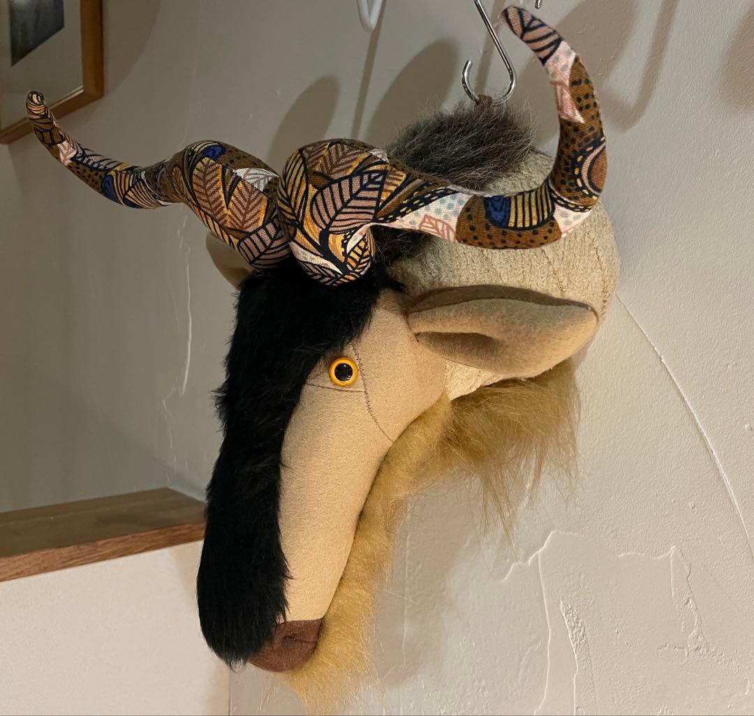 動物の壁飾りANIMAL TROPHY Gnu (S.size) アフリカ柄