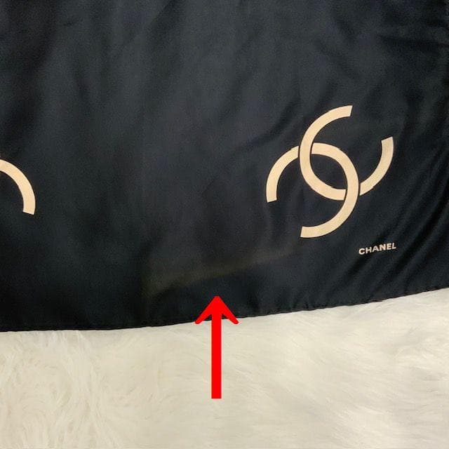 CHANEL ブラック スカーフ シルク タグ無し 本物保証