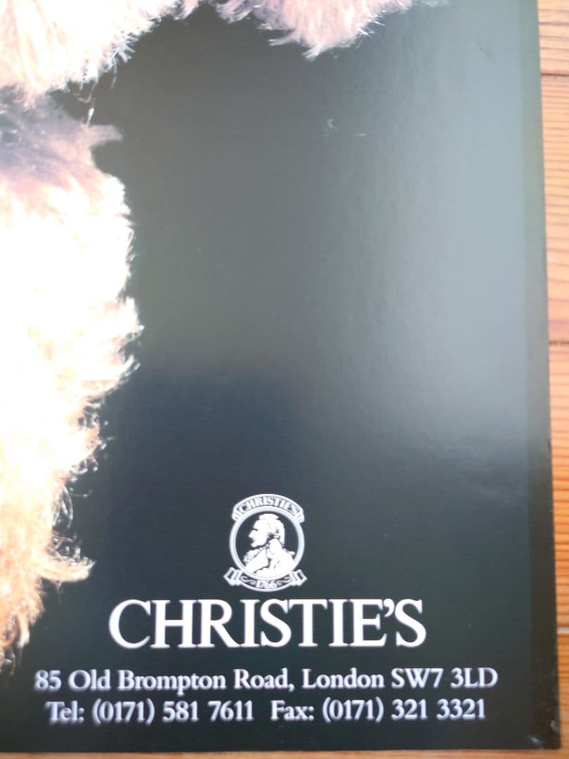 クリスティーズテディベア オークションポスター　パイン材額縁入り