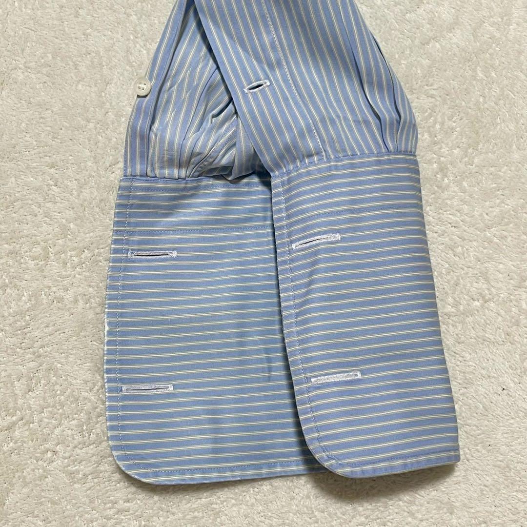 Charvet シャルベ◇ワイシャツ ストライプ フランス製 青×黄 ビジネス