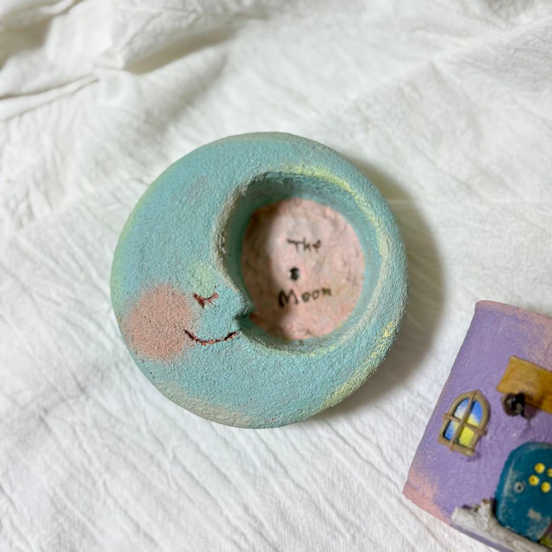 作家様　お月さまとお家のデザイン　植木鉢　多肉植物　2つセット　モルタル