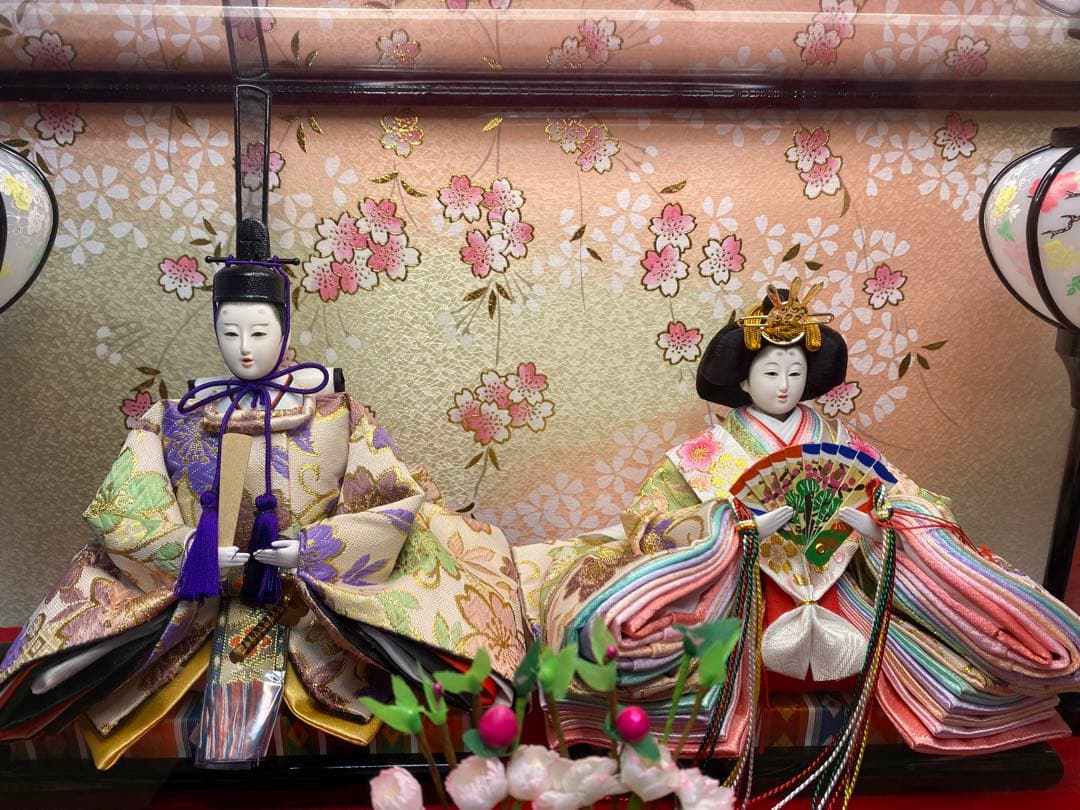 東京久月　雛人形アクリルケース入り親王飾り・間口約５７×奥行約３１×高さ約３６㎝