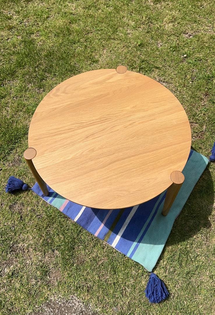 新品未使用　フライミー購入　モブラー　木製丸テーブル　おしゃれ