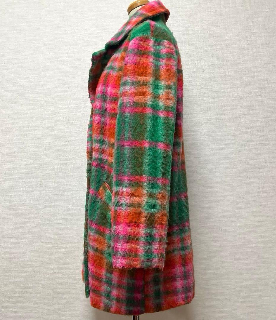 【ANNA BASSANI】アンナバッサーニ モヘア　チェック　チェスターコート