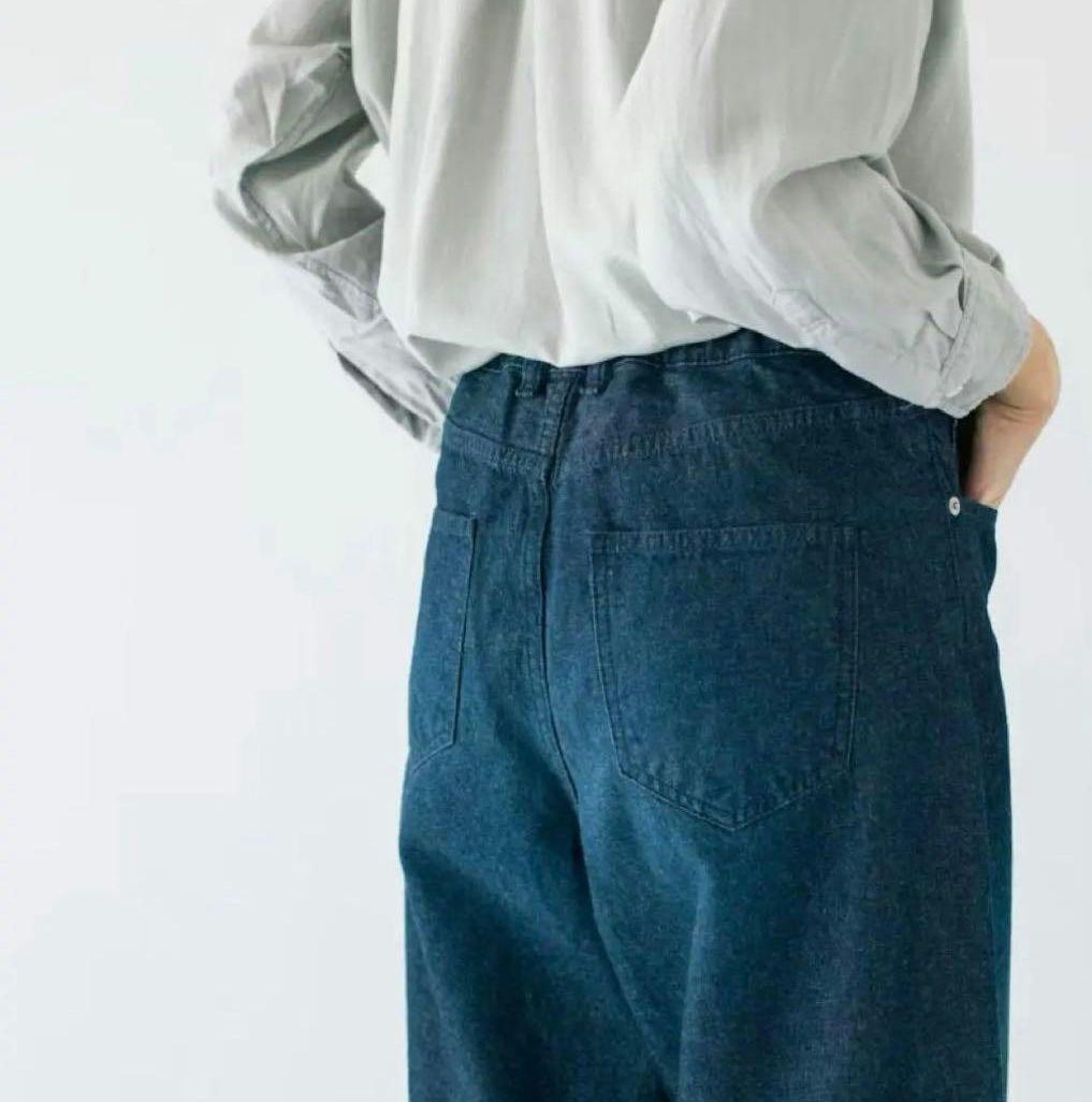 北欧暮らしの道具店 すっきり見えインタックのワイドデニム S インディゴ