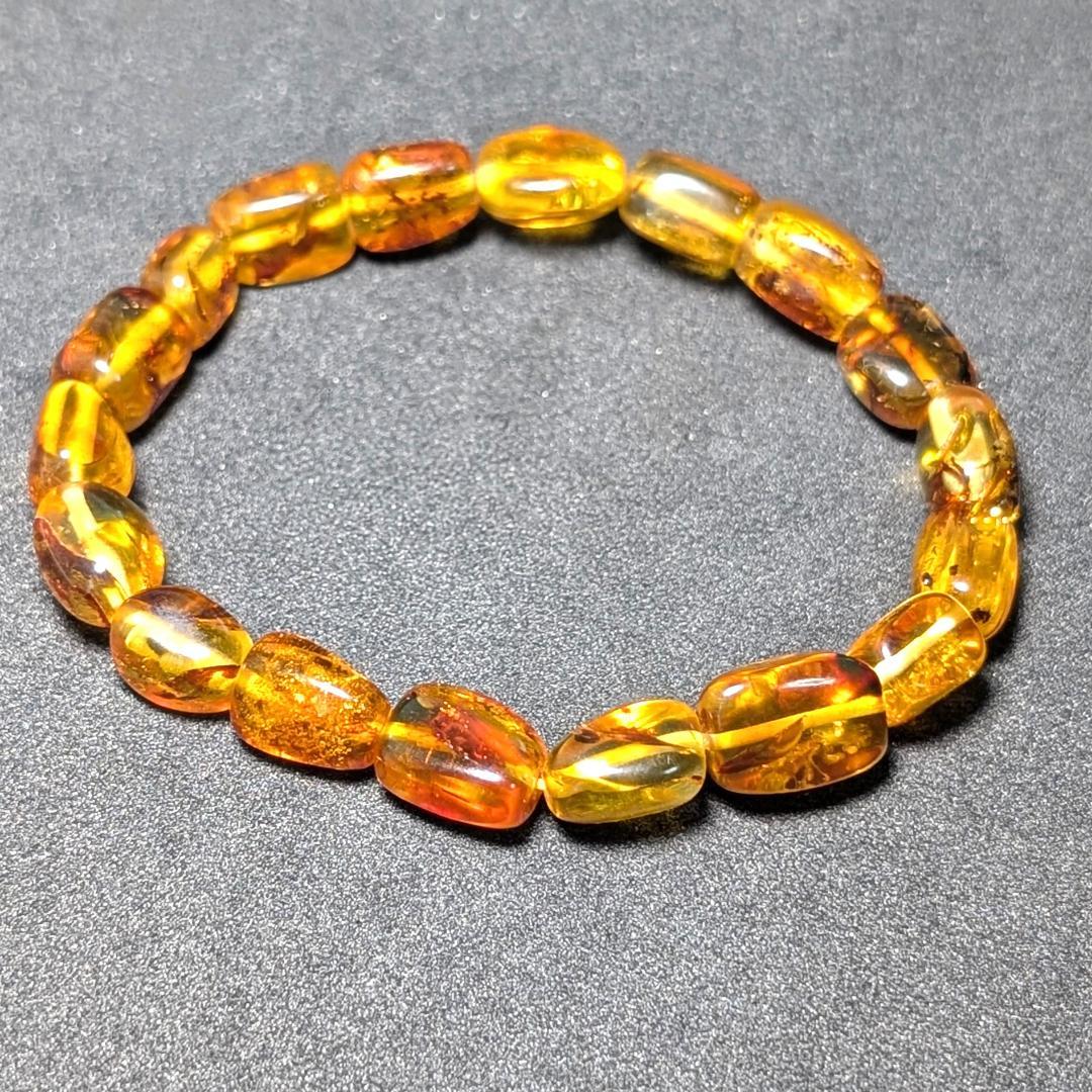 バルティックアンバー 天然琥珀 タンブルブレスレット ブラウンカラーで高級感抜群
