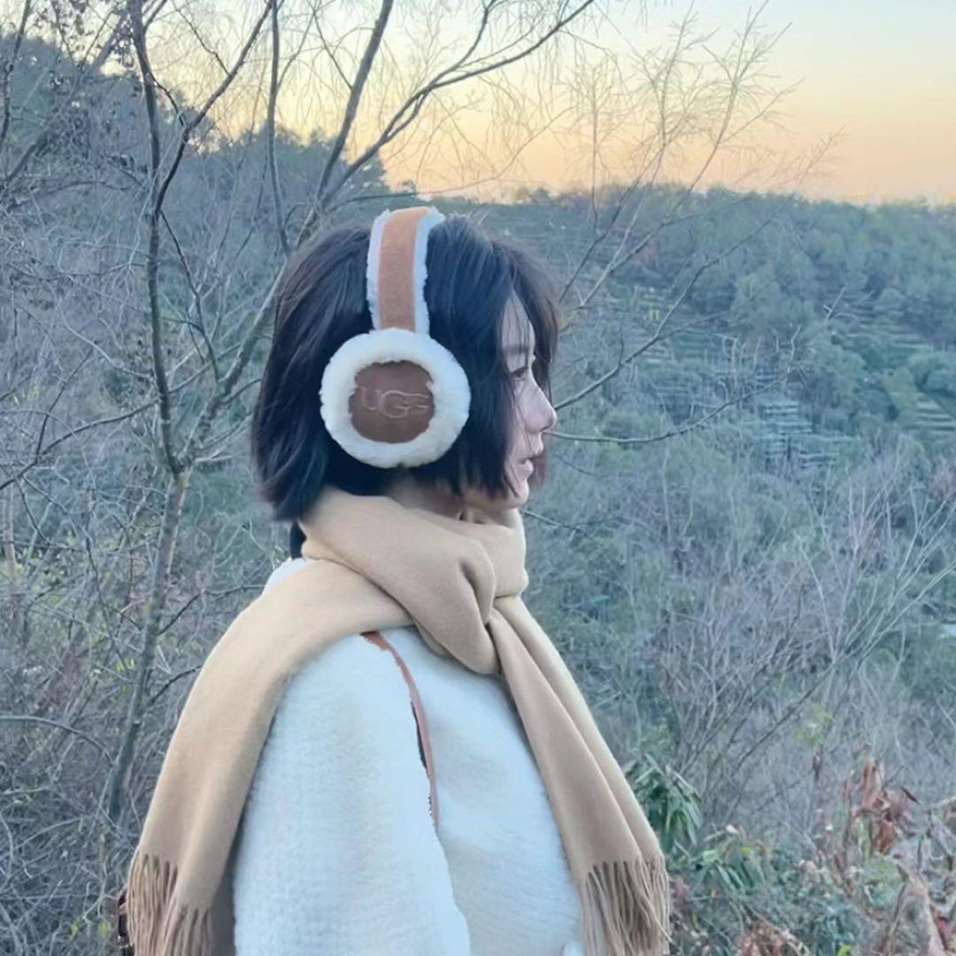 UGG ファー 耳あて シープスキンイヤーマフ[アグ] 秋冬 耳を保暖ブラウン