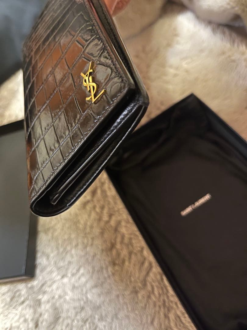 【極美品】サンローラン　クロコ型押し　長財布