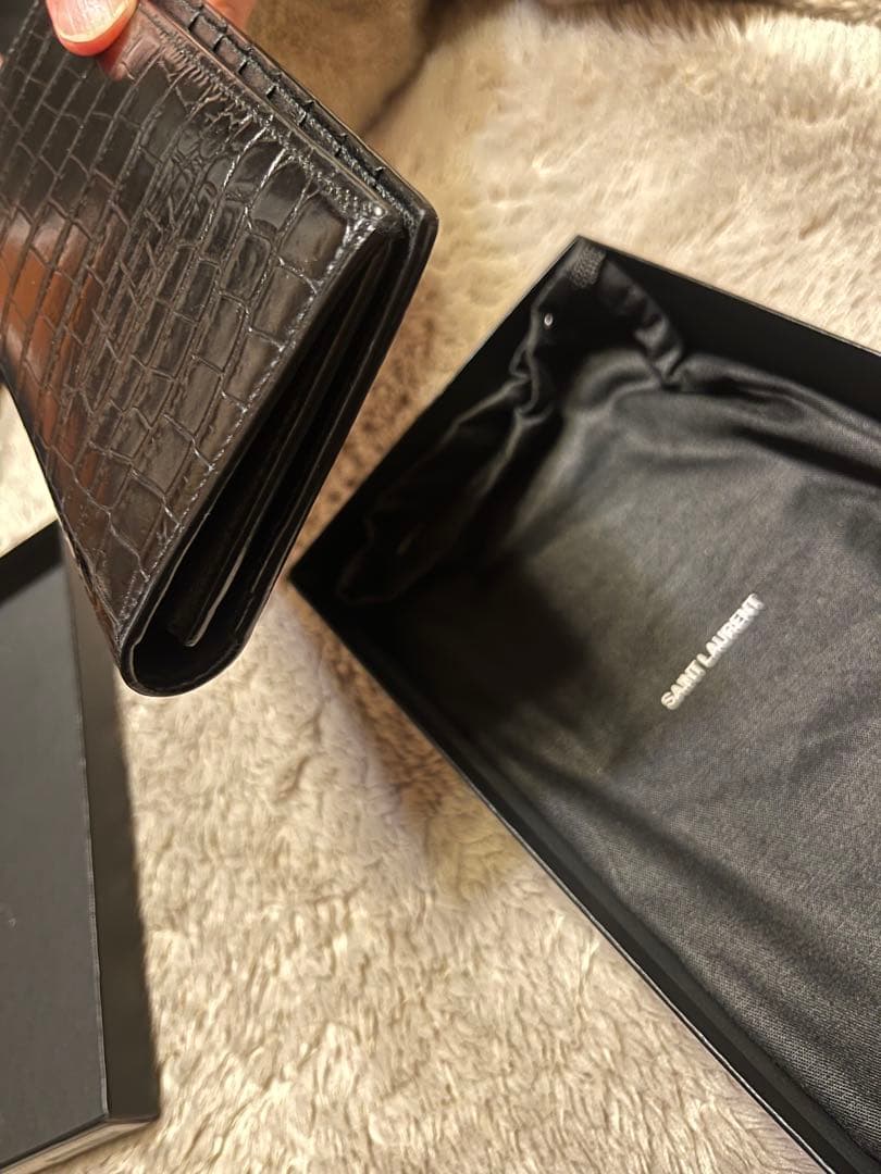 【極美品】サンローラン　クロコ型押し　長財布