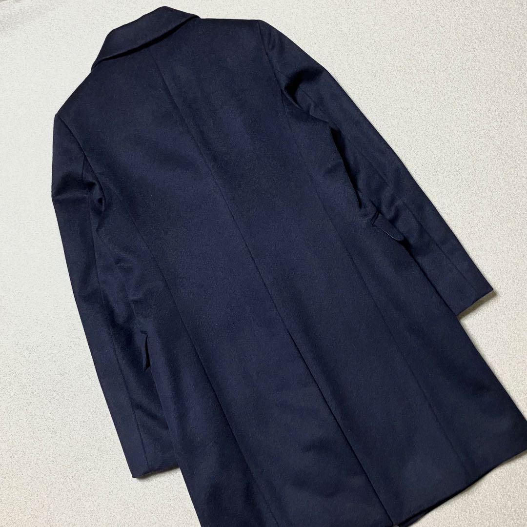 【極美品✨近年モデル カシミヤ混】アクアスキュータム チェスターコート ネイビー