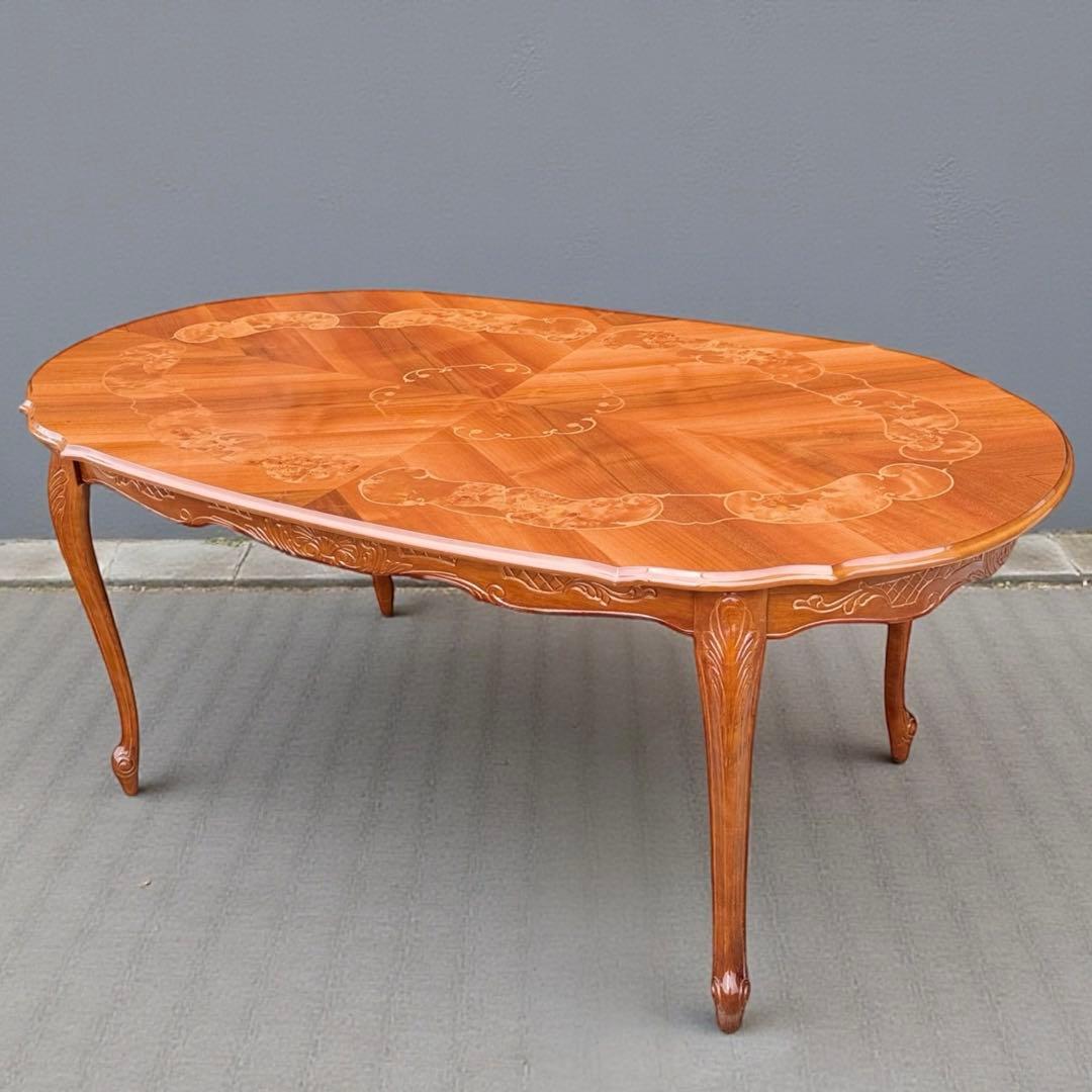 KZ023 イタリア製 象嵌細工　ダイニングテーブル 猫脚　オーダーメイド