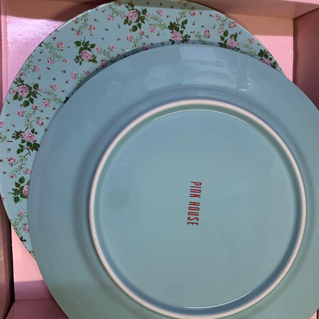 ピンクハウス　ヴィンテージ食器セット　未使用　ミントグリーンの薔薇柄ティーセット
