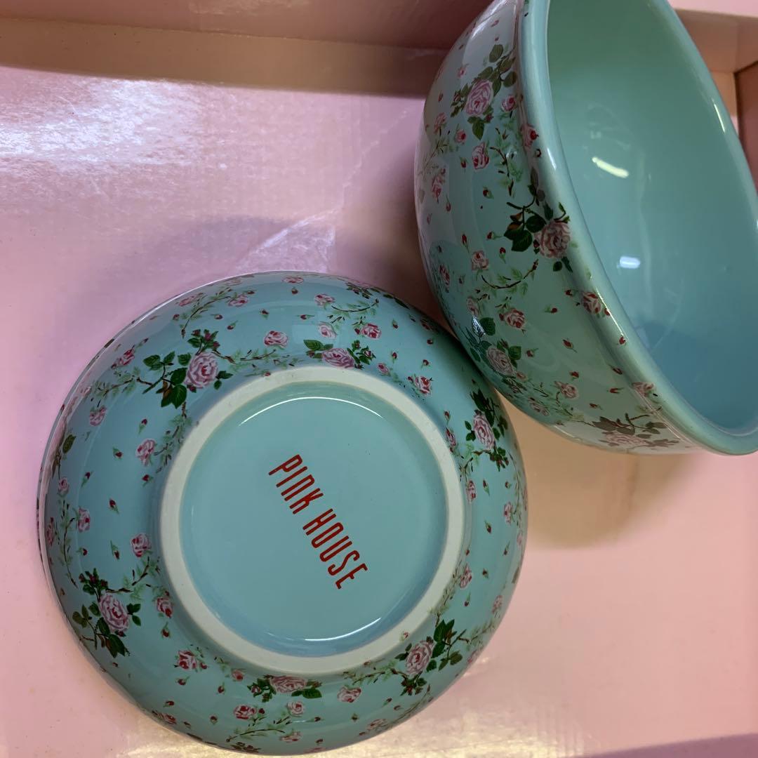 ピンクハウス　ヴィンテージ食器セット　未使用　ミントグリーンの薔薇柄ティーセット