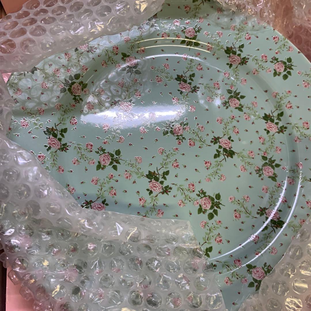 ピンクハウス　ヴィンテージ食器セット　未使用　ミントグリーンの薔薇柄ティーセット