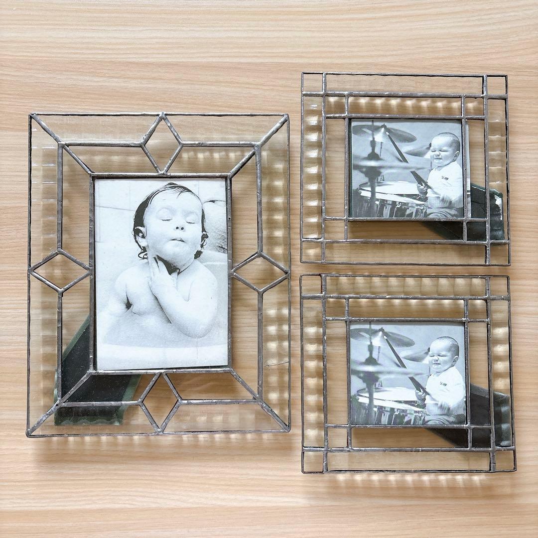 ステンドグラス フォトフレーム 写真立て 3つセット おしゃれ 海外風