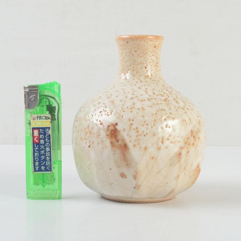 北大路魯山人作　志野焼　徳利　酒器　竹腰長生極め箱　V　9610