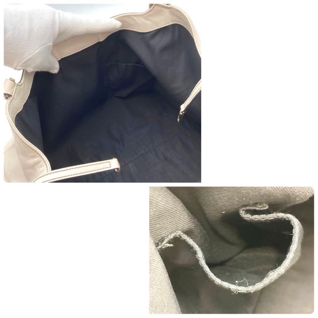 ふぉん✨GUCCI アビー トートバッグ 本革 アイボリー 大容量 ロゴ