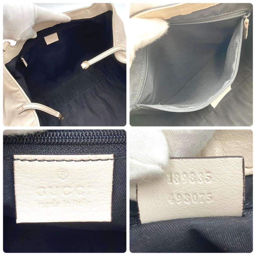 ふぉん✨GUCCI アビー トートバッグ 本革 アイボリー 大容量 ロゴ
