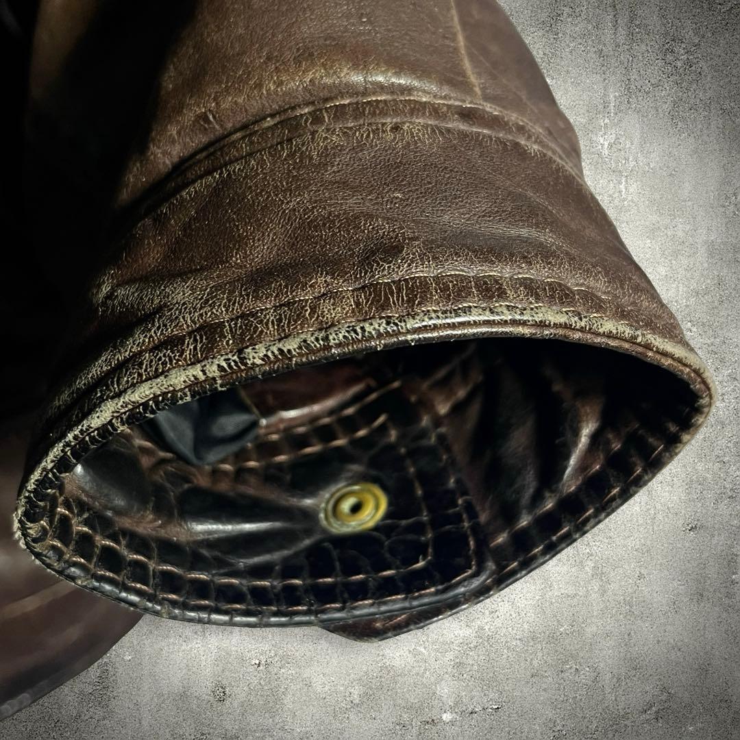 2点まとめ、ヴィンテージ A-2 フライトジャケット レザー XL相当 ブラウン