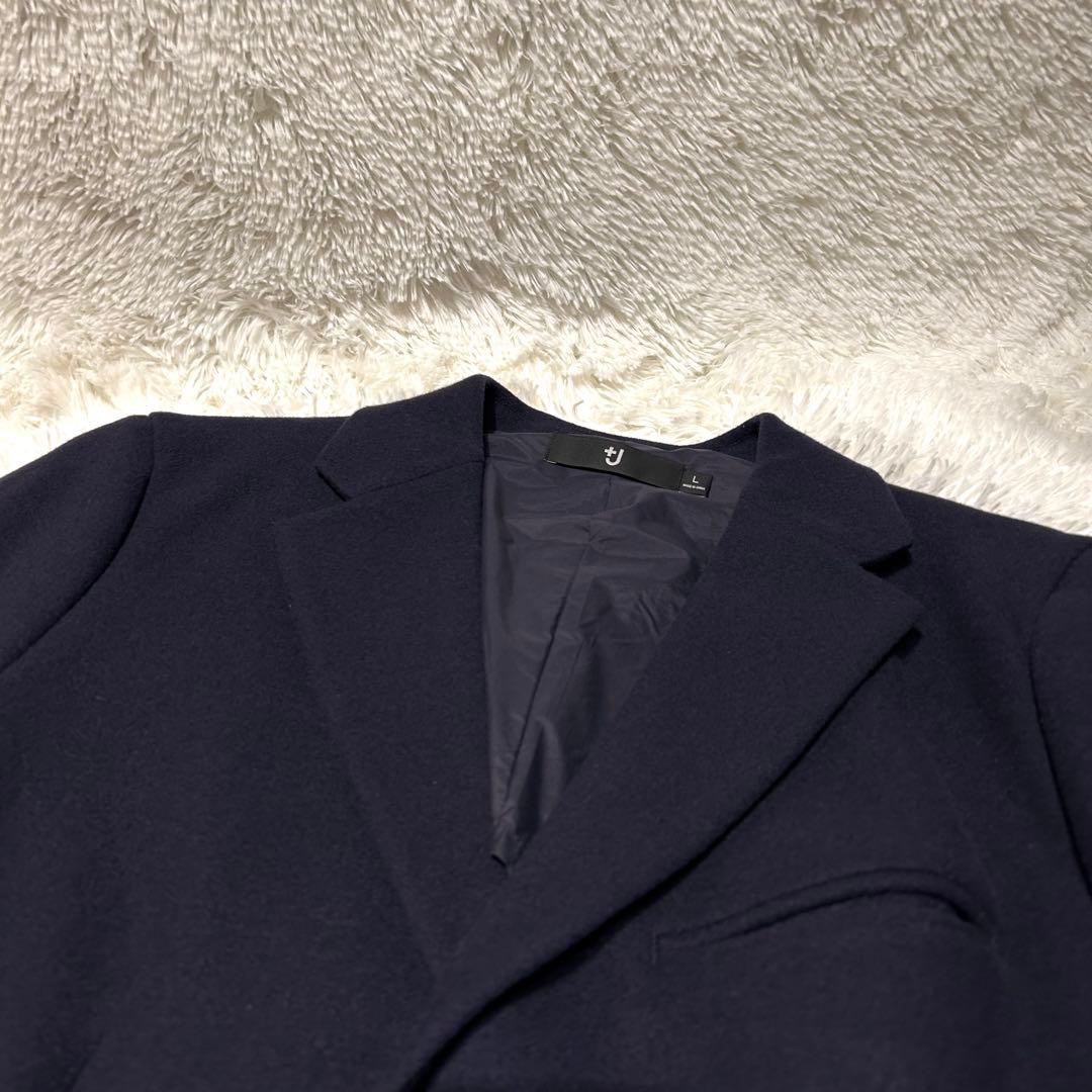未使用級✨】UNIQLO＋J ウールブレンドチェスターコート L ネイビー