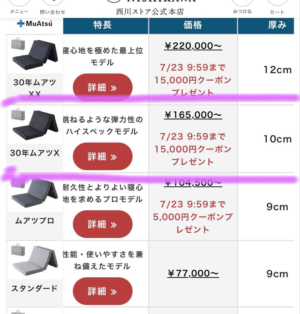 西川　30年ムアツ　X レギュラー　マットレス