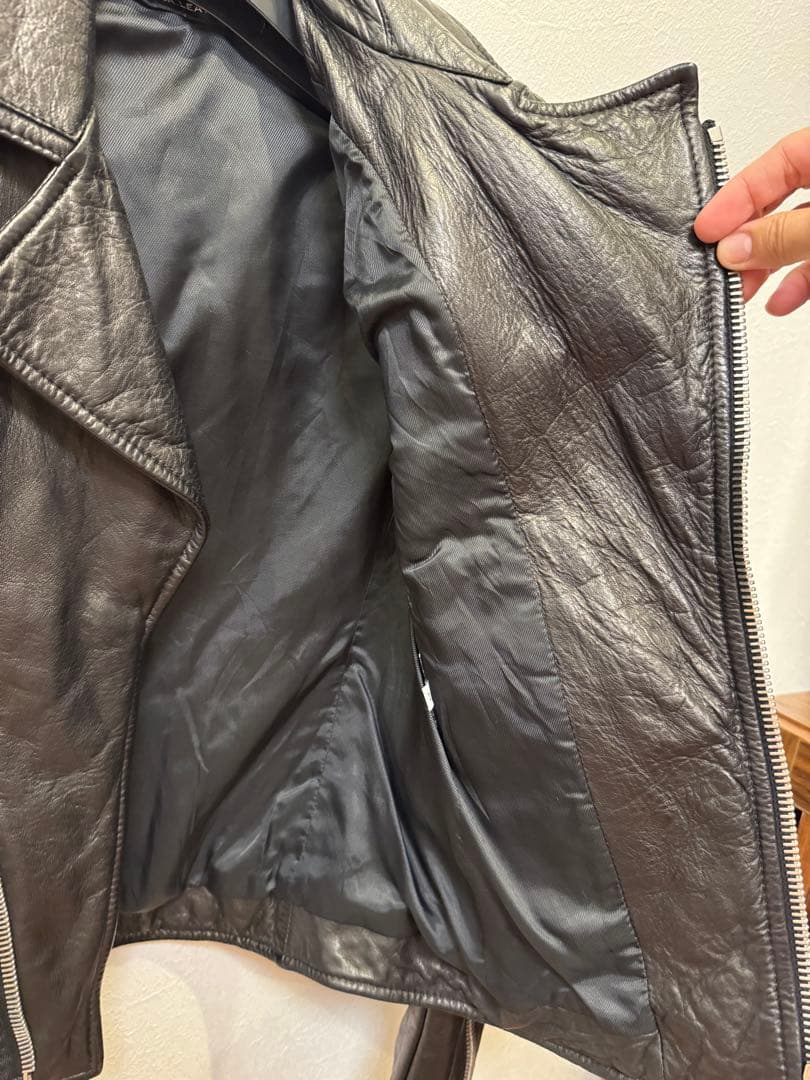 BALENCIAGAブラックレザーライダースジャケット size 34