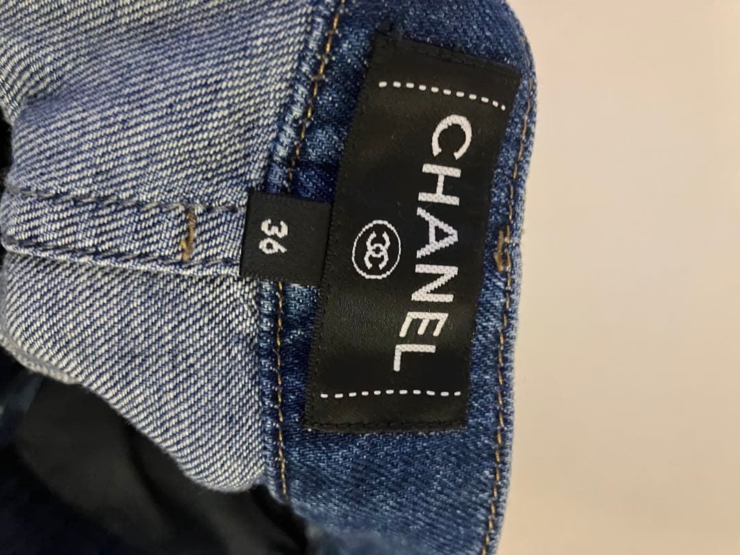 CHANELワイドレッグデニムパンツ ミディアムブルー