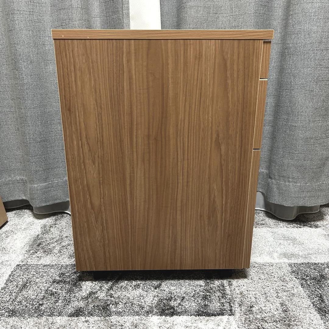プラス 木製デスクワゴン 3段 W1-044SC-3 濃木目 幅40.5cm