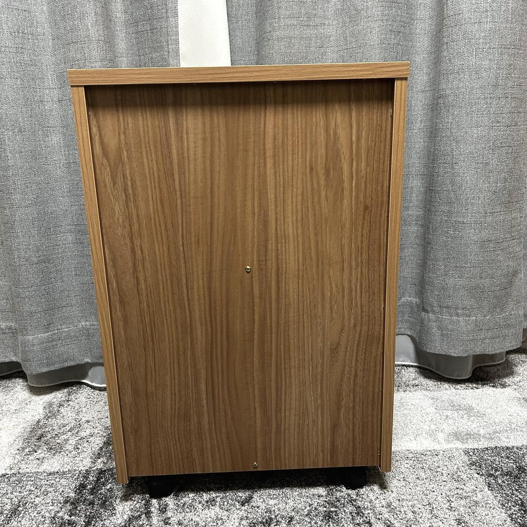 プラス 木製デスクワゴン 3段 W1-044SC-3 濃木目 幅40.5cm