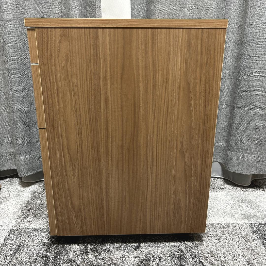 プラス 木製デスクワゴン 3段 W1-044SC-3 濃木目 幅40.5cm