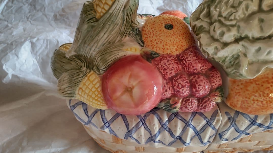 フルーツ キャニスター 陶器 3連 アンティーク レトロ イタリア 保存容器