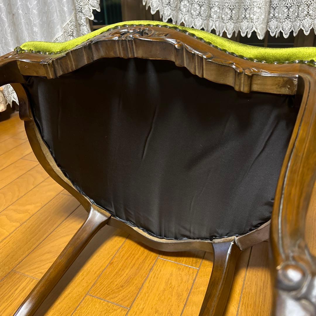 グリーンベルベットダイニングチェア②